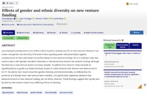 Research on gender and ethnic diversity in new venture funding by Riccarda Joas and co-authors